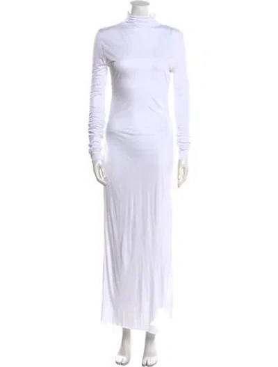 Pre-owned Khaite Mock Neck Long Dress In White
