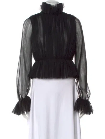Pre-owned Khaite Mock Neck Long Sleeve Blouse In Black