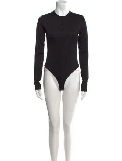 Pre-owned Khaite Mock Neck Long Sleeve Bodysuit In Black