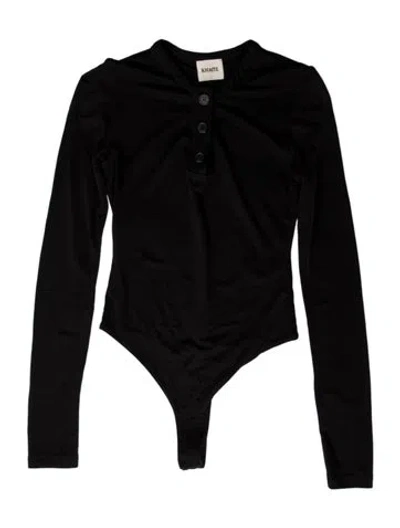 Pre-owned Khaite Mock Neck Long Sleeve Bodysuit In Black