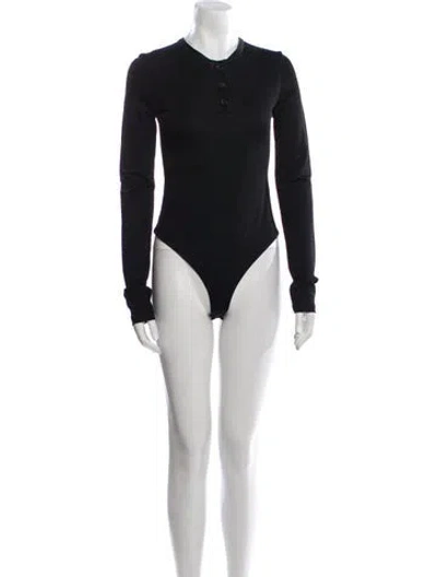 Pre-owned Khaite Mock Neck Long Sleeve Bodysuit In Black