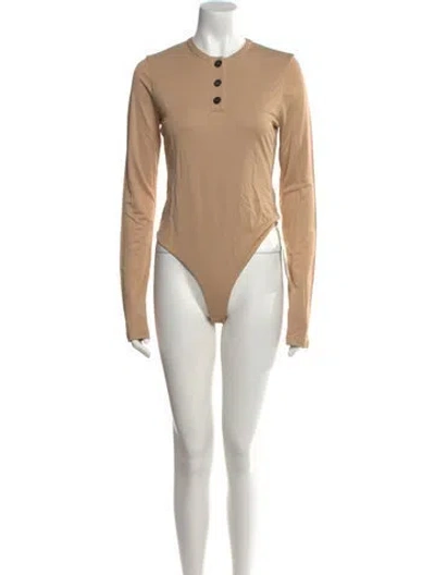 Pre-owned Khaite Mock Neck Long Sleeve Bodysuit In Neutral