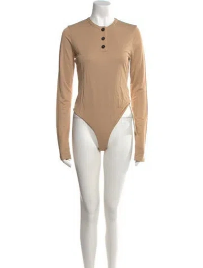 Pre-owned Khaite Mock Neck Long Sleeve Bodysuit In Neutral