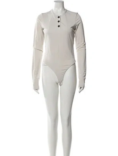 Pre-owned Khaite Mock Neck Long Sleeve Bodysuit In Neutral