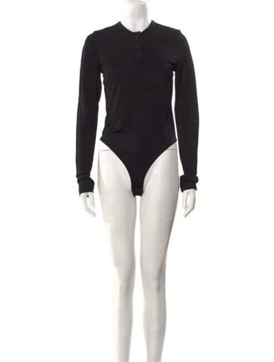 Pre-owned Khaite Mock Neck Long Sleeve Bodysuit W/ Tags In Black