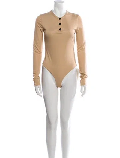 Pre-owned Khaite Mock Neck Long Sleeve Bodysuit W/ Tags In Neutral