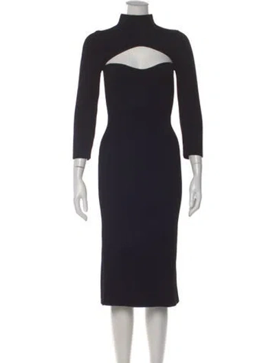 Pre-owned Khaite Mock Neck Midi Length Dress In Black
