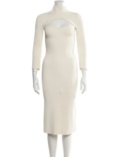 Pre-owned Khaite Mock Neck Midi Length Dress In Neutral