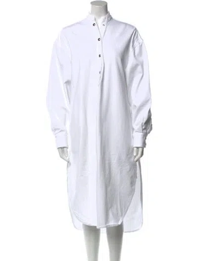 Pre-owned Khaite Mock Neck Midi Length Dress In White