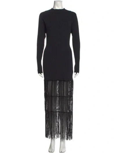 Pre-owned Khaite Mock Neck Mini Dress In Black