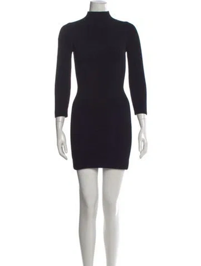 Pre-owned Khaite Mock Neck Mini Dress In Black