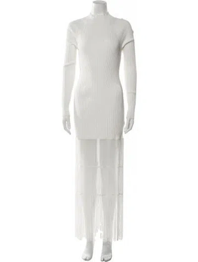 Pre-owned Khaite Mock Neck Mini Dress W/ Tags In White