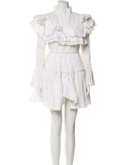 Pre-owned Khaite Mock Neck Mini Dress In White