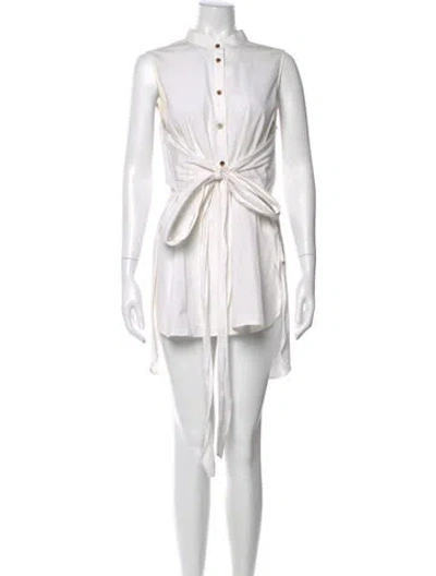 Pre-owned Khaite Mock Neck Mini Dress In White