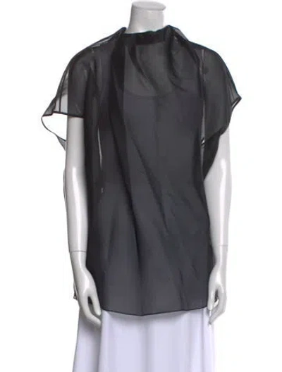 Pre-owned Khaite Mock Neck Short Sleeve Blouse W/ Tags In Black