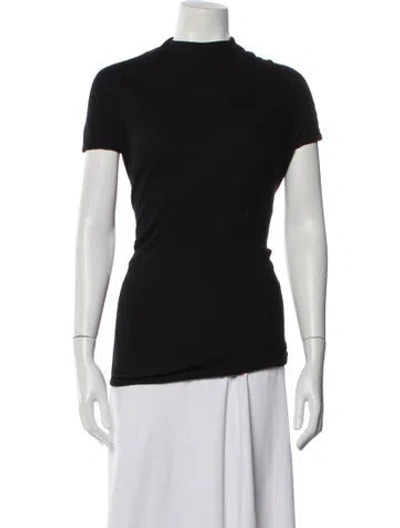 Pre-owned Khaite Mock Neck Short Sleeve Top In Black