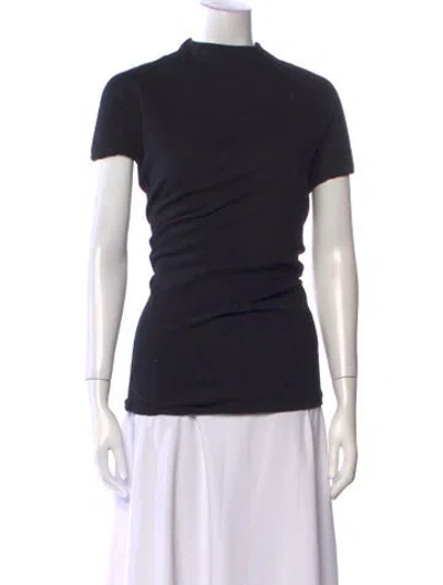 Pre-owned Khaite Mock Neck Short Sleeve Top In Black