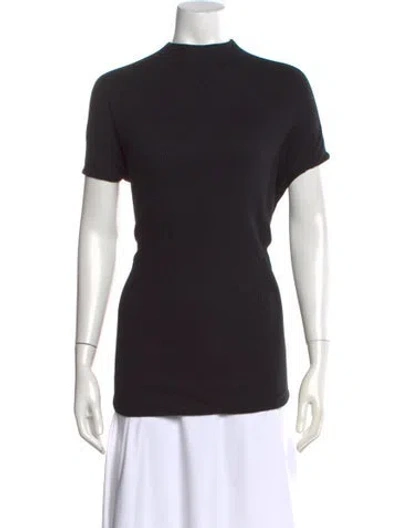 Pre-owned Khaite Mock Neck Short Sleeve Top In Black