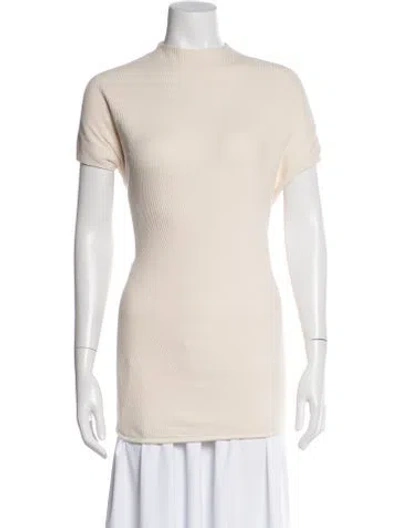 Pre-owned Khaite Mock Neck Short Sleeve Top In White