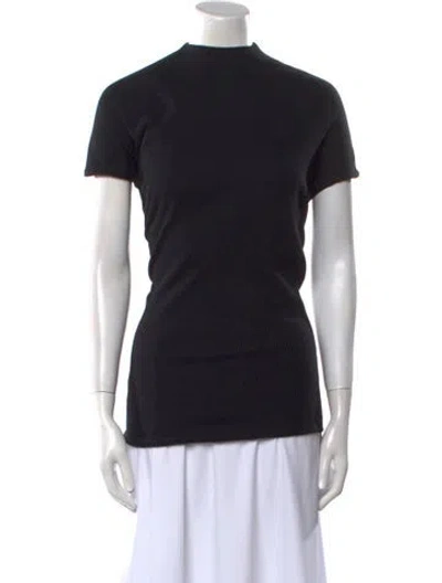 Pre-owned Khaite Mock Neck Short Sleeve T-shirt In Black