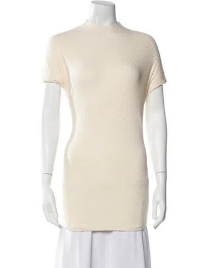 Pre-owned Khaite Mock Neck Short Sleeve Tunic In Neutral