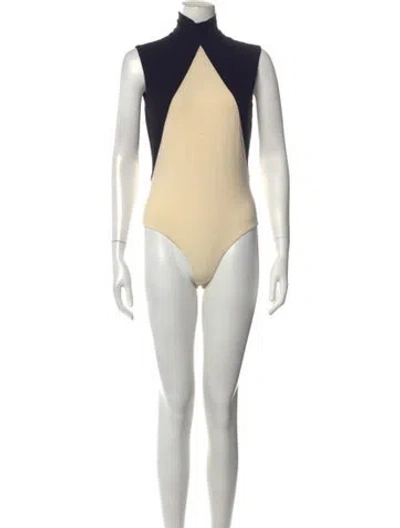 Pre-owned Khaite Mock Neck Sleeveless Bodysuit In Neutrals