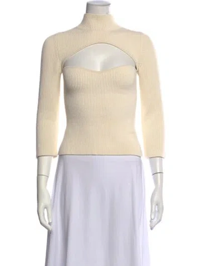 Pre-owned Khaite Mock Neck Three-quarter Sleeve Top In Neutrals