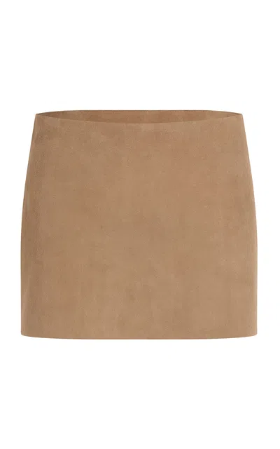 Khaite Jett Leather Mini Skirt In Brown