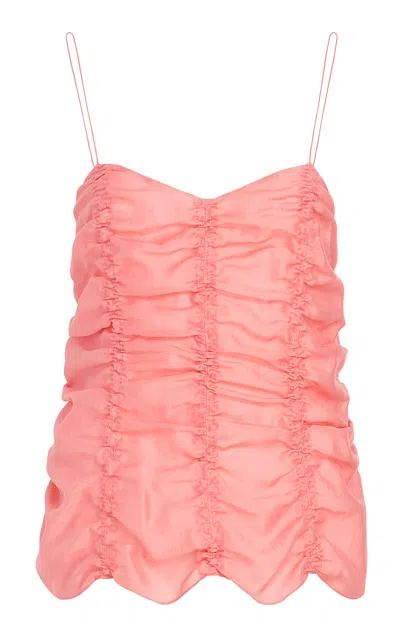 Khaite Inara Draped Silk-blend Top In Orange