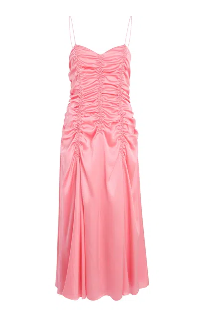 KHAITE KHAITE RAINA RUFFLED SILK MIDI DRESS