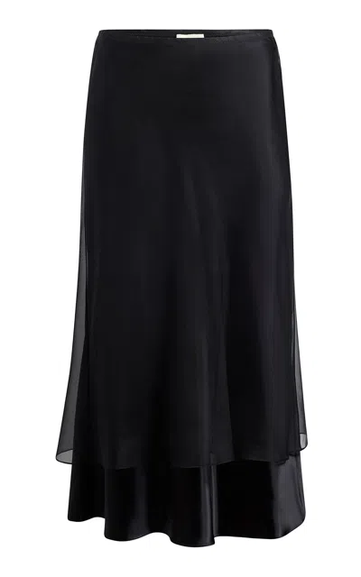 KHAITE MONINA CHIFFON-SATIN MIDI SKIRT
