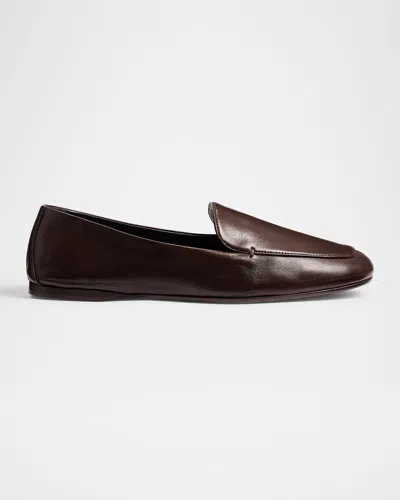 Khaite Monroe Leather Loafers In Chocolate