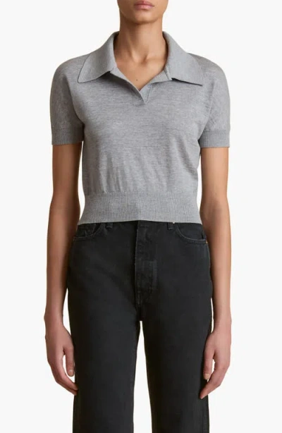 KHAITE KHAITE MORGANE CROP WOOL BLEND POLO SWEATER