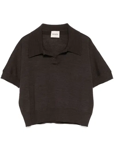 Khaite Morgane Polo Top In Brown