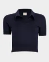 Khaite Morgane Short-sleeved Polo T-shirt In Midnight Navy
