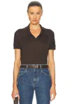 Khaite Morgane Polo Top In Grapeseed