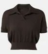 Khaite Morgane Wool-blend Polo Sweater In Grapeseed