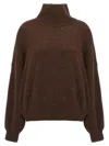 Khaite Morris Cashmere Blend Turtleneck Sweater In Brown