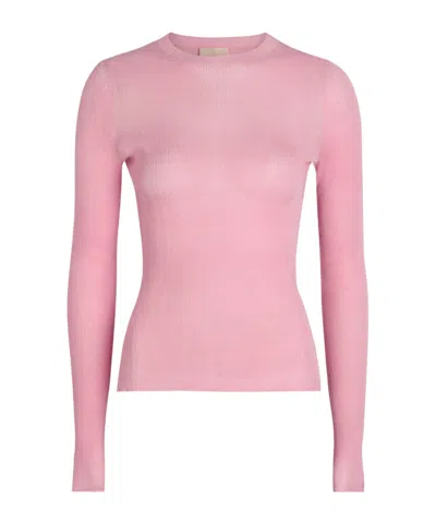Khaite Mosi Fine-knit Silk Top In Pink