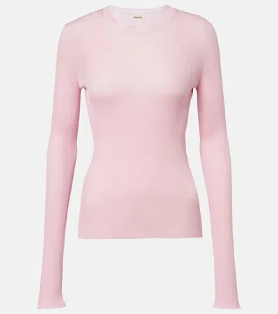 Khaite Mosi Knitted Silk Top In Pink