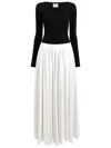 Khaite Multicolor Pleated Scoop Neck Maxi Dress