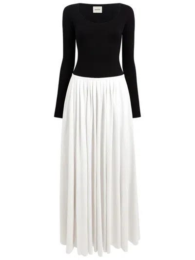 Khaite Multicolor Pleated Scoop Neck Maxi Dress