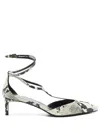Khaite Python-print Ankle Strap Pumps With 4.5 Cm Heel In Gray