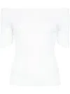 Khaite White Boat Neck Top In White