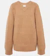 Khaite Nalani V-neck Cashmere Oversized Sweater In Neutrals