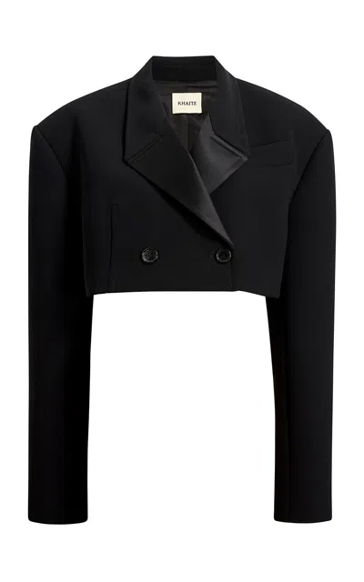 Khaite Nando Cropped Crepe Blazer In Black