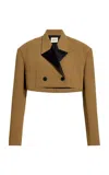 Khaite Nando Cropped Crepe Blazer In Bronze