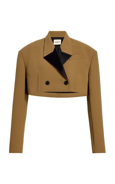 Khaite Nando Cropped Crepe Blazer In Bronze