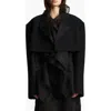 Khaite Nando Oversize Satin Back Crepe Crop Jacket In Black
