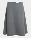 Khaite Nania Brushed Wool A-line Skirt In Gray